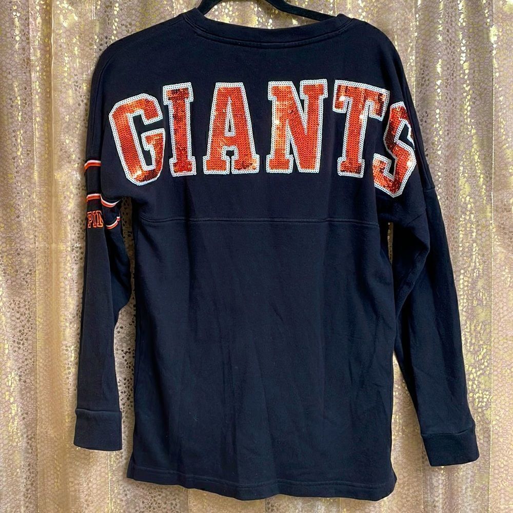PINK Victoria’s Secret SF Giants MLB sequin bling sweater, size XS oversized